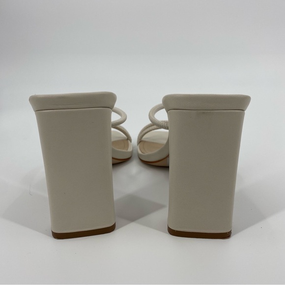 SCHUTZ Chessie Leather Asymmetrical Strap High Heel Sandals in Pearl - Picture 9 of 13